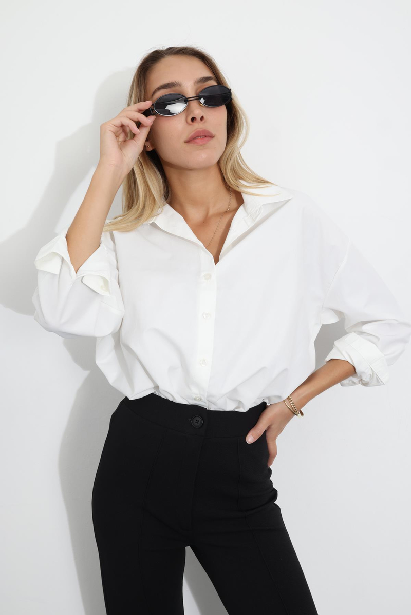 Beyaz Oversize Gömlek 233014