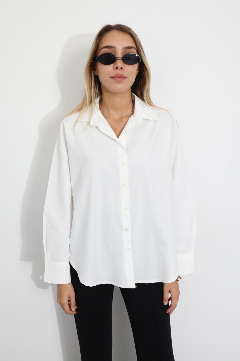 Beyaz Oversize Gömlek 233014