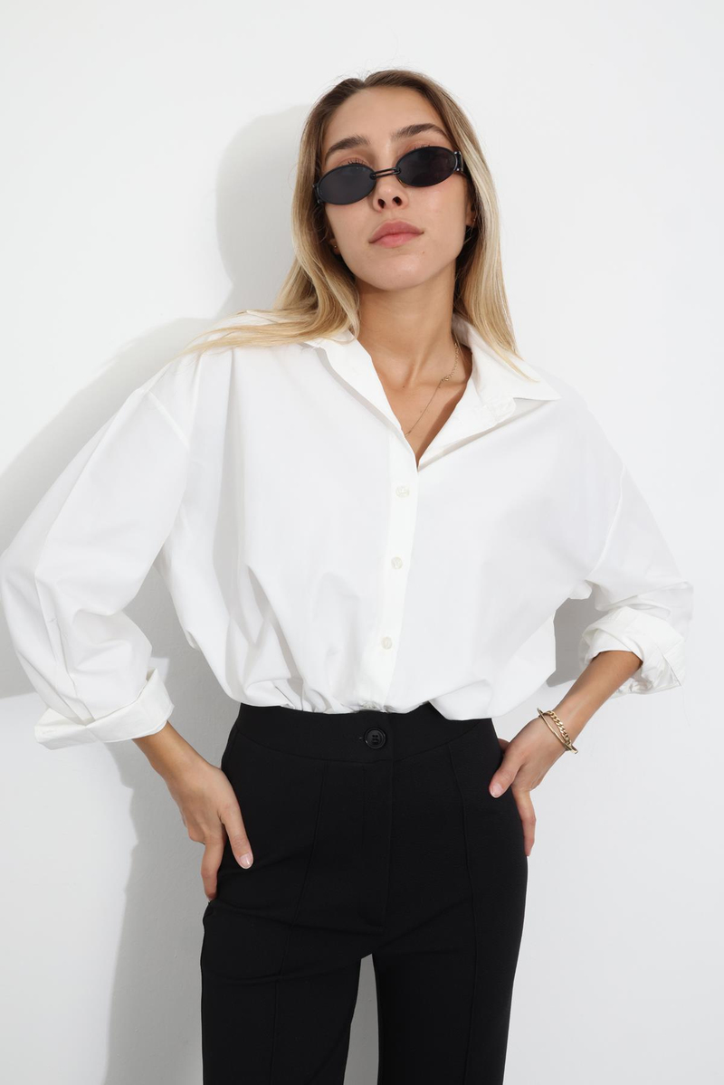 Beyaz Oversize Gömlek 233014