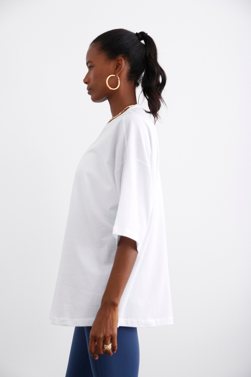 Beyaz Oversize Kısa Kol Tshirt 0032