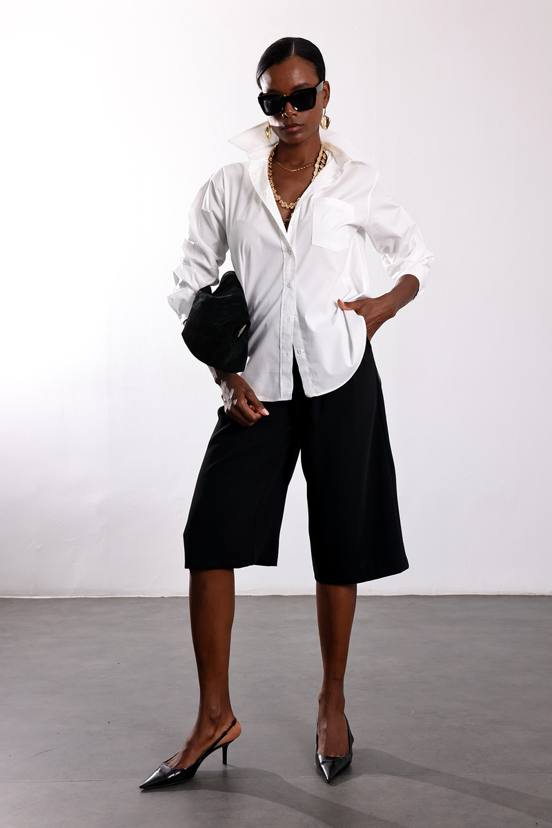 Beyaz Oversize Poplin Gömlek 4112