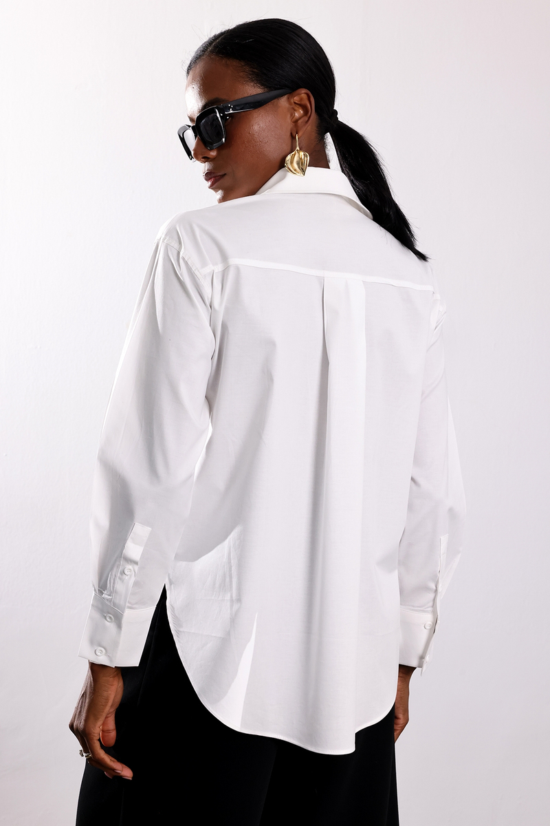 Beyaz Oversize Poplin Gömlek 4112