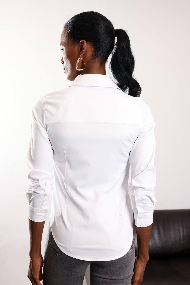 Beyaz Patlı Poplin Gömlek 3903