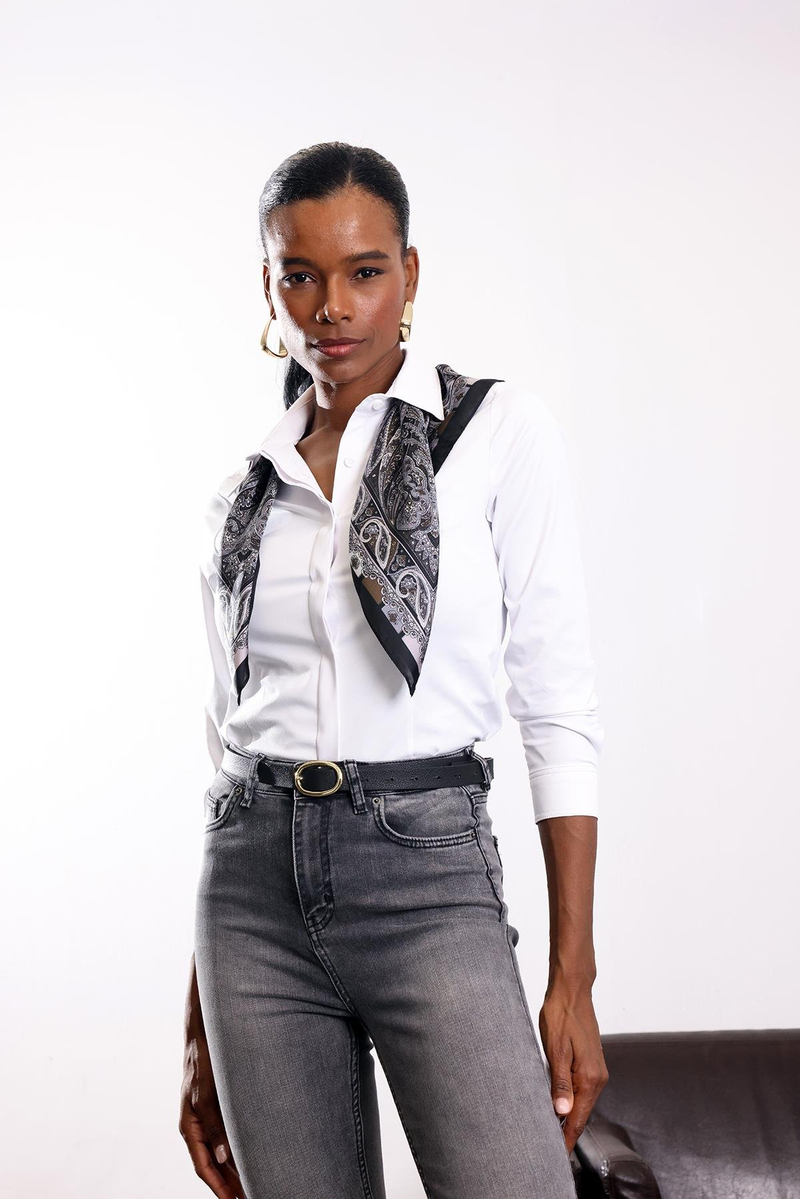 Beyaz Patlı Poplin Gömlek 3903