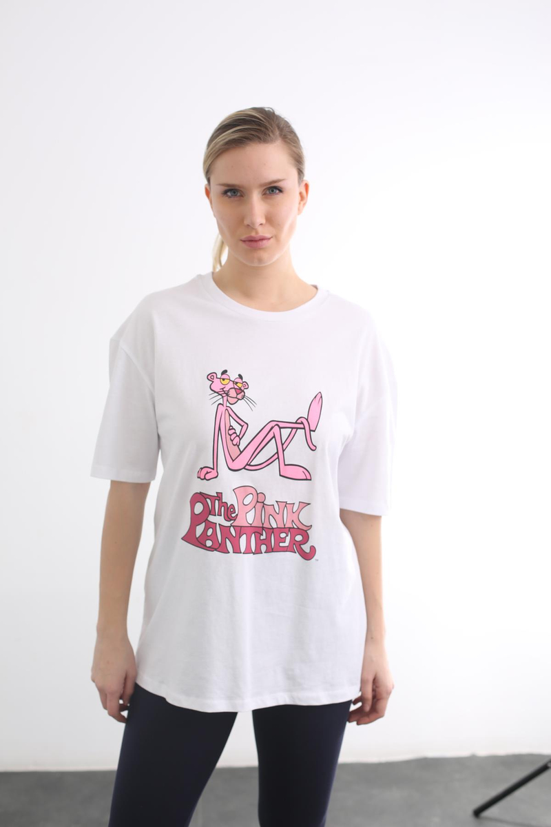 Beyaz Pembe Panter Tshirt 
