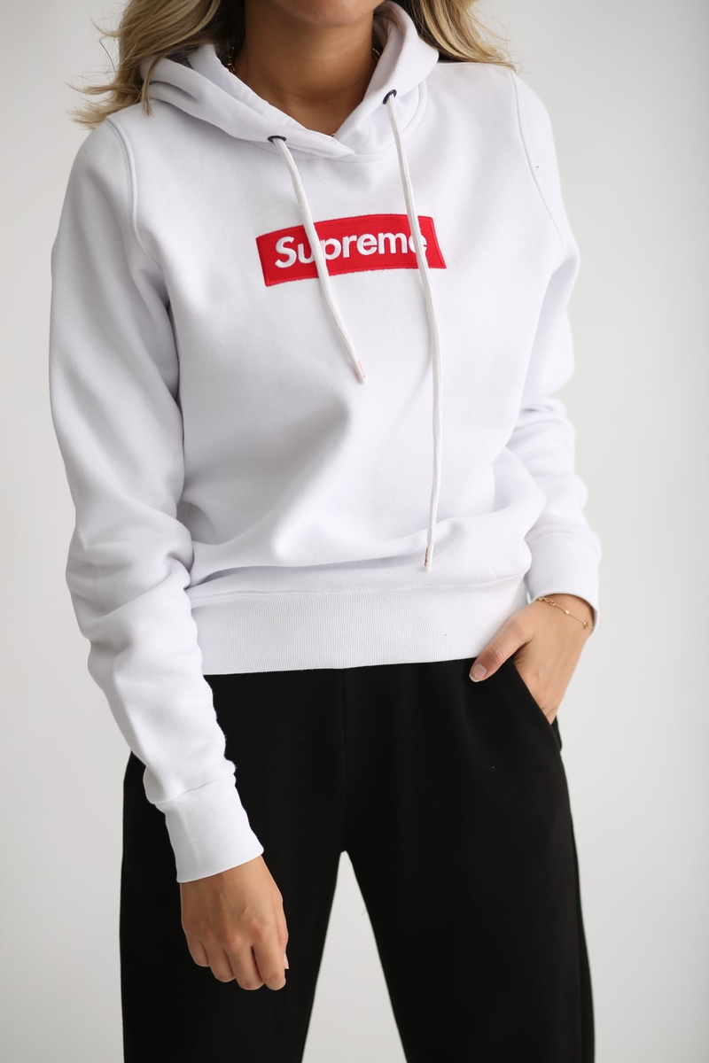 Beyaz Şardonlu Baskılı Sweatshirt 