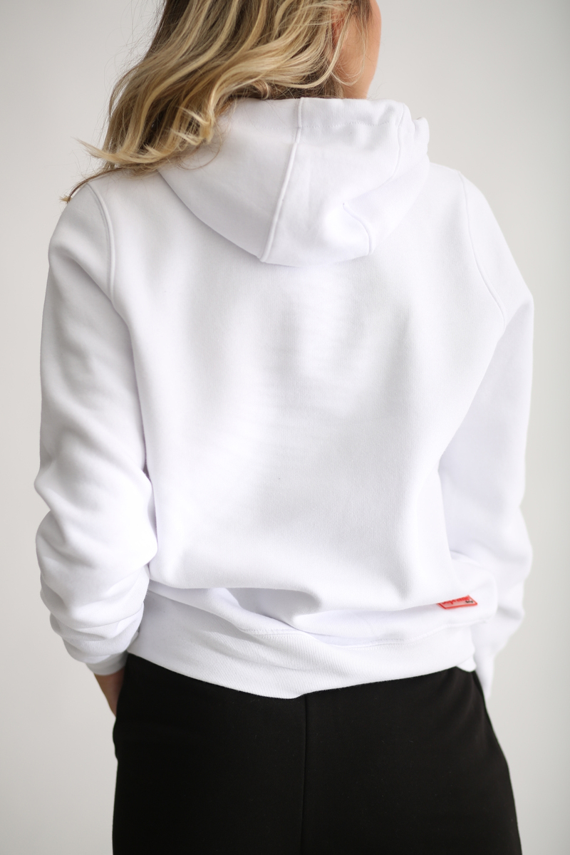 Beyaz Şardonlu Baskılı Sweatshirt 