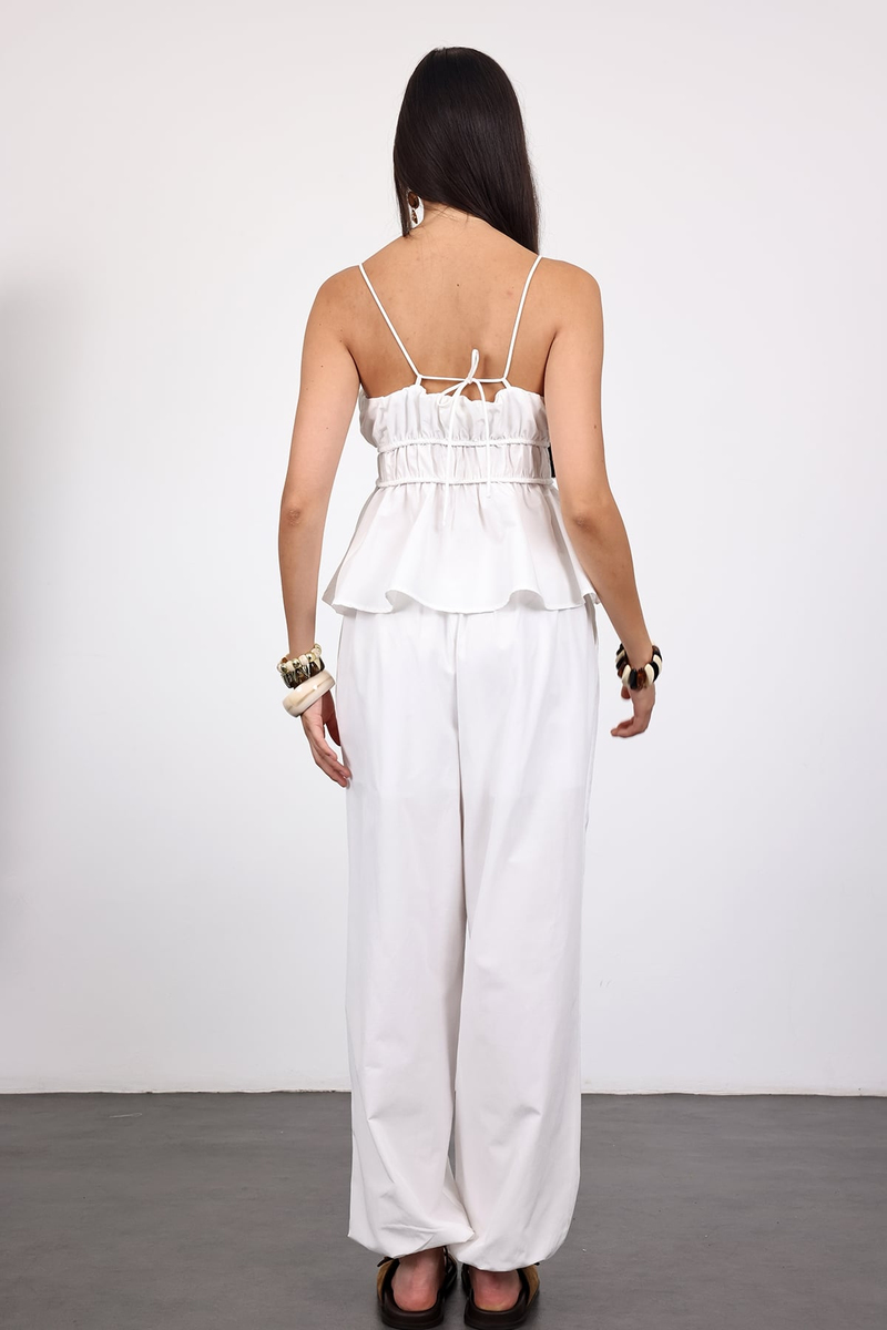 Beyaz Straplez Bluz Pantolon takım 581137