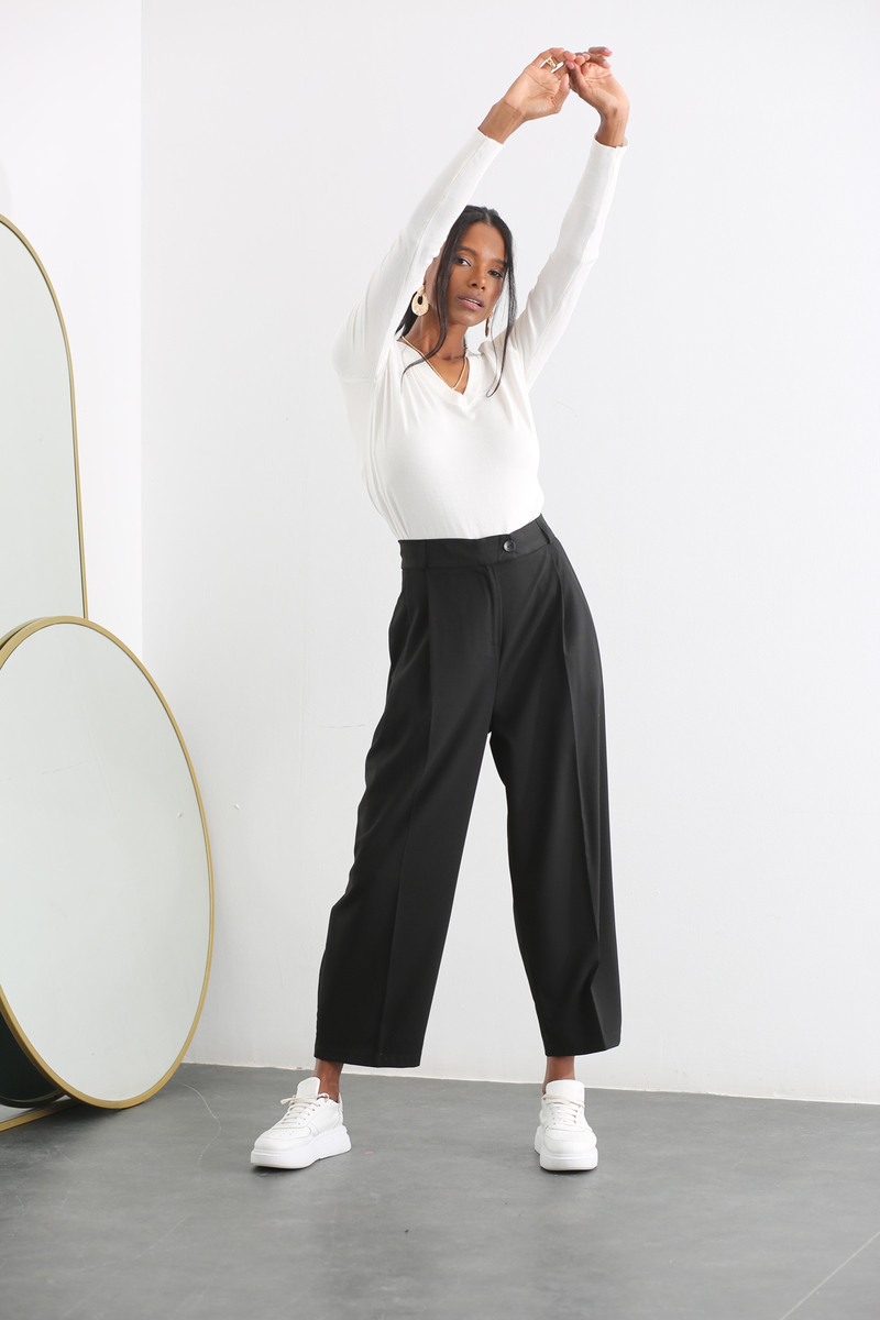 Beyaz V Yaka Basic Triko 3305