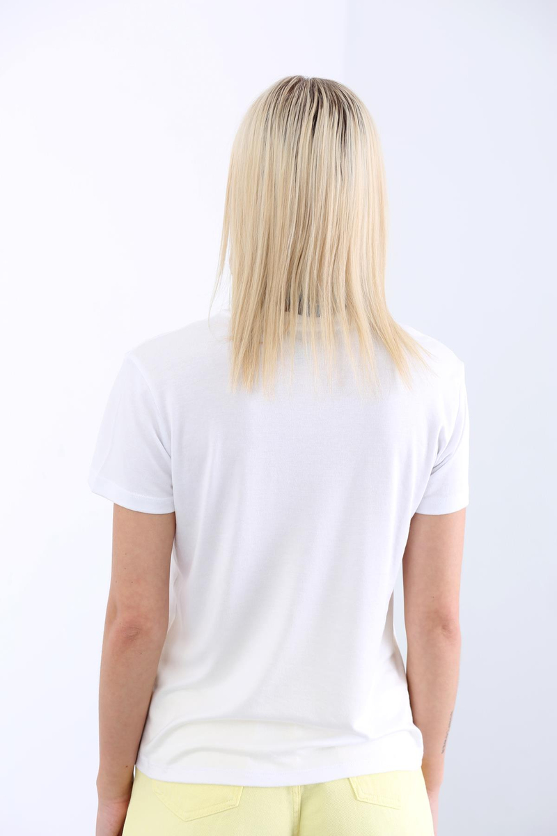 Beyaz V Yaka Basic Tshirt 4741