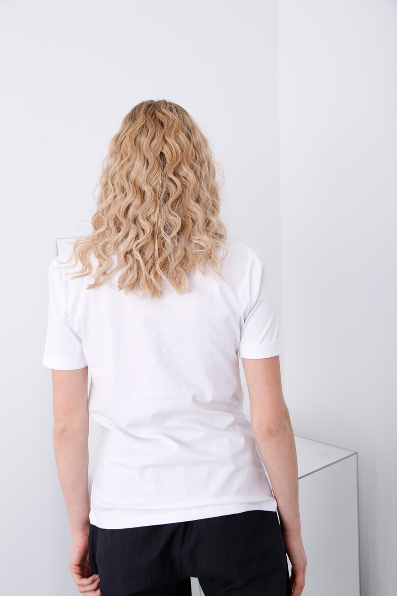 Beyaz V Yaka Duble Kol Tshirt 80390