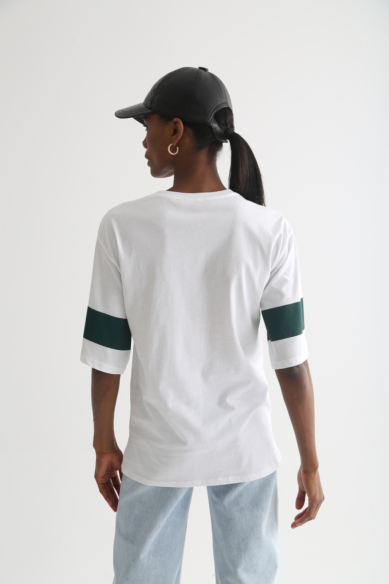 Beyaz W Baskılı Tshirt 3324