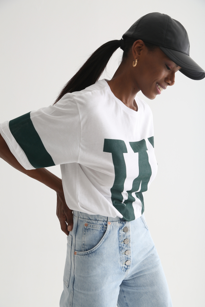 Beyaz W Baskılı Tshirt 3324
