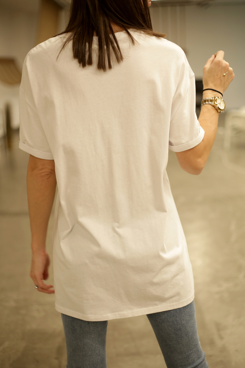Beyaz WKND Baskılı Tshirt 