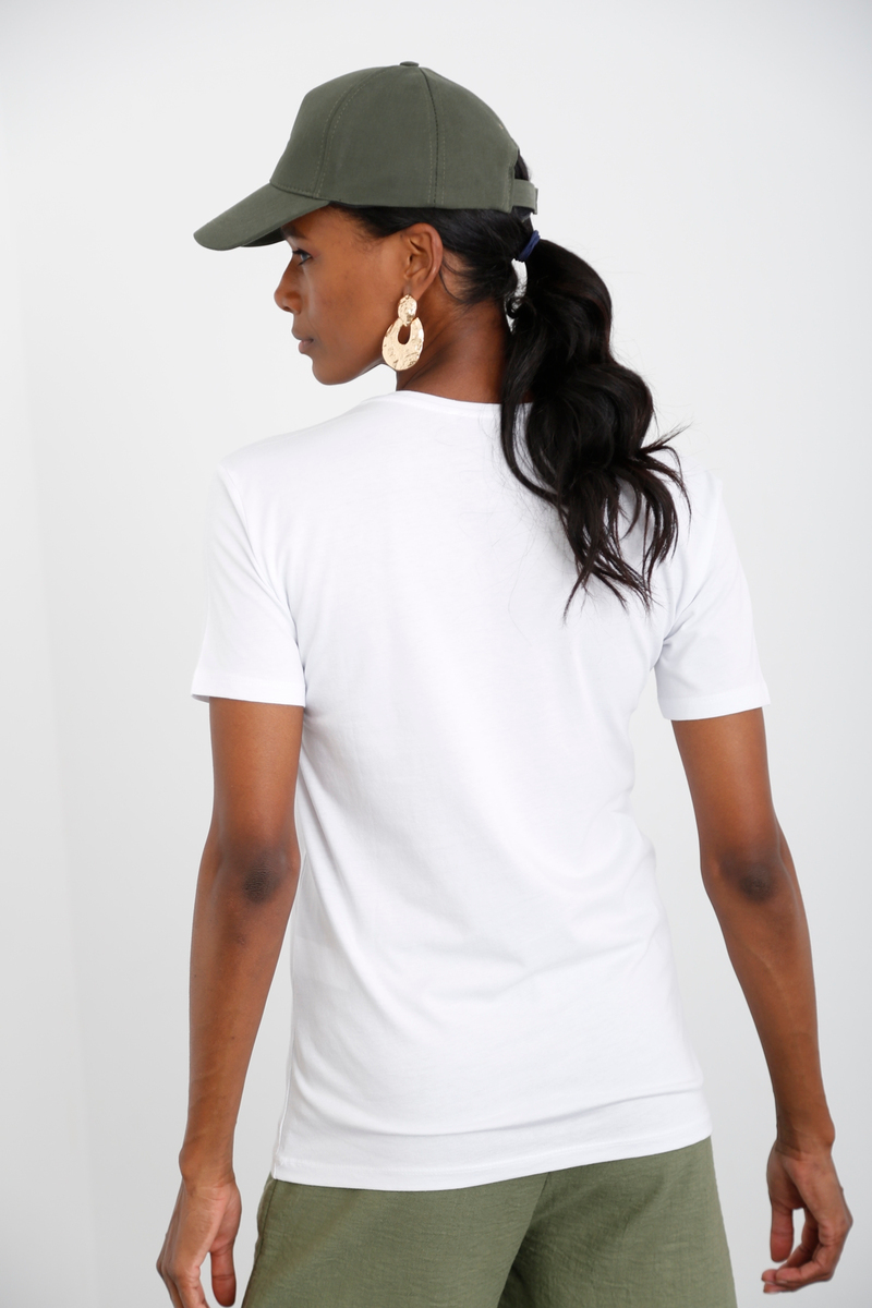 Beyaz Yaprak Baskılı Tshirt 4231