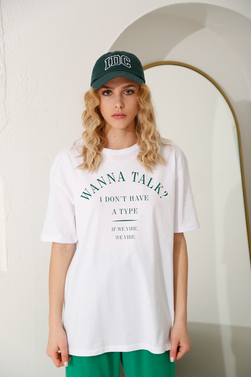 Beyaz Yazı Baskılı Tshirt 80364