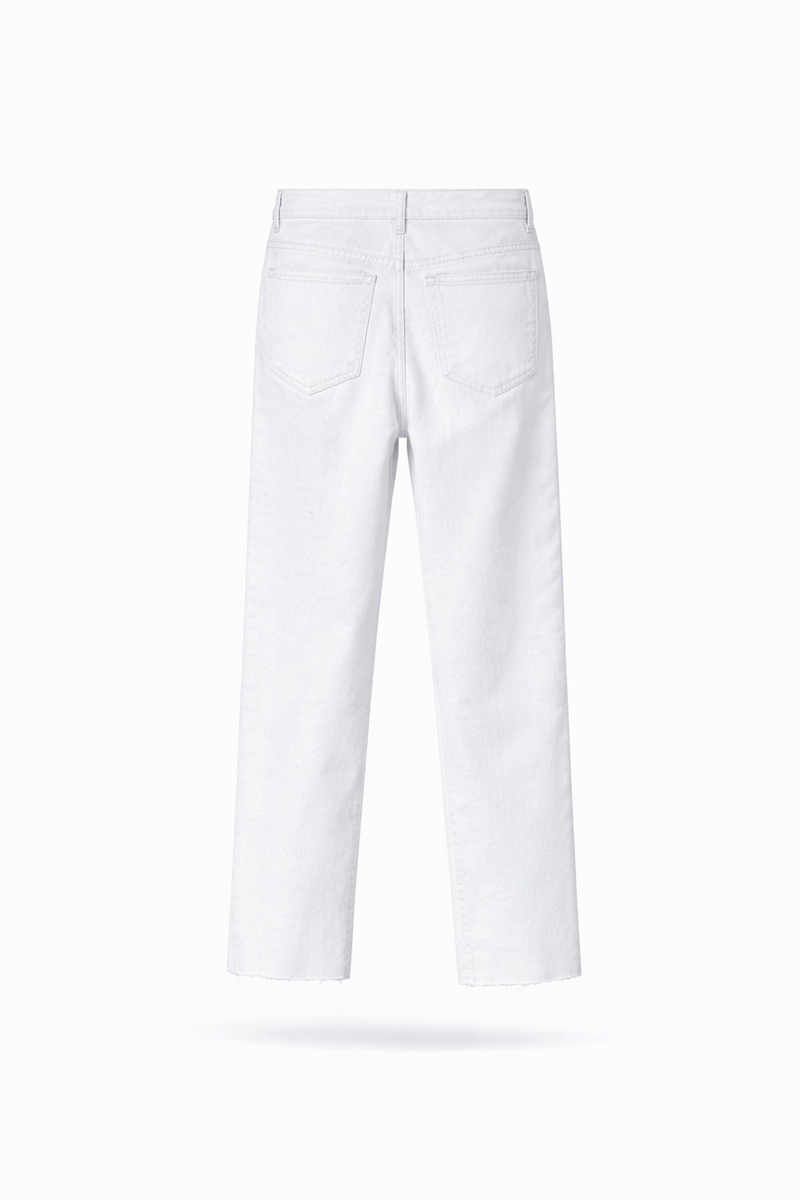Beyaz Yüksek Bel Boyfit Jean 2004