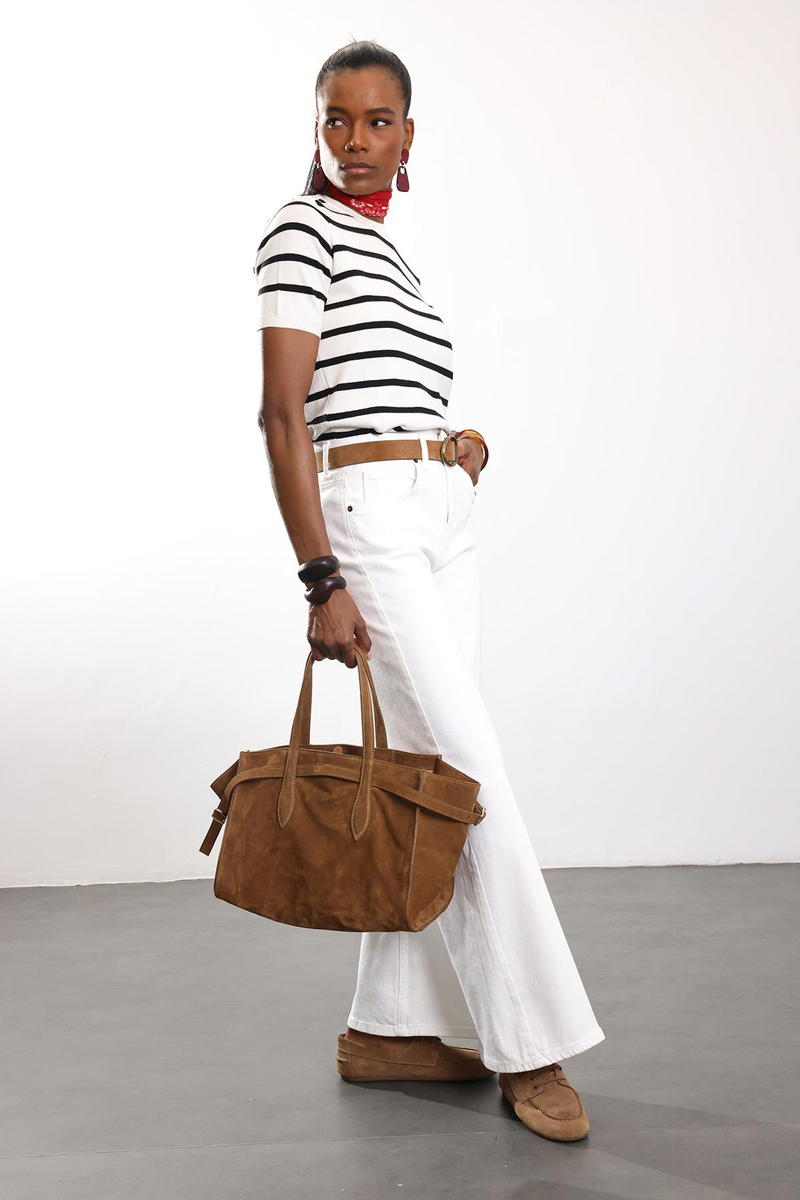 Beyaz Yüksek Bel Wide Leg Jean 