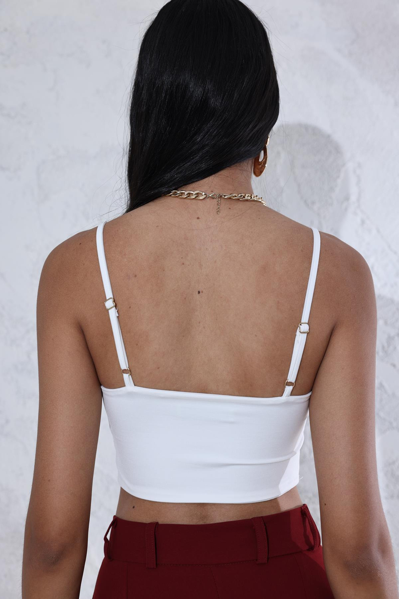 Beyaz Zincir Askı Detaylı Crop 16156