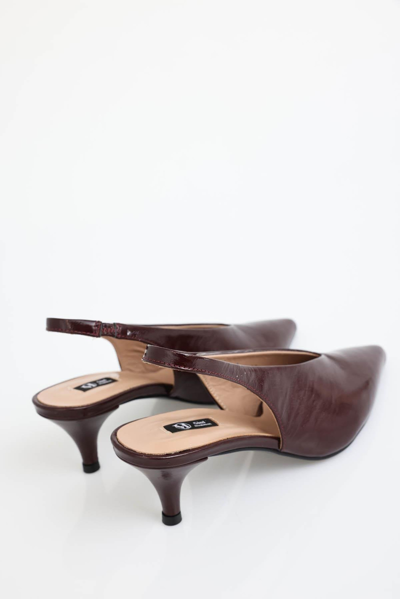 Bordo Arkası Açık Topuklu Ayakkabı 25088