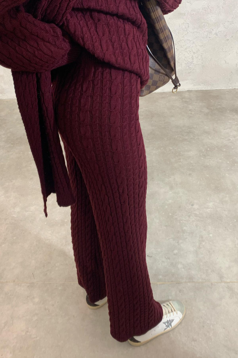 Bordo Atkılı Triko Takım 241060