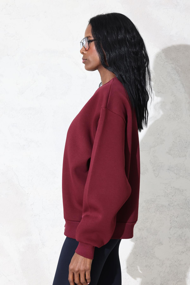 Bordo Ayıcık Baskılı Sweatshirt 110031