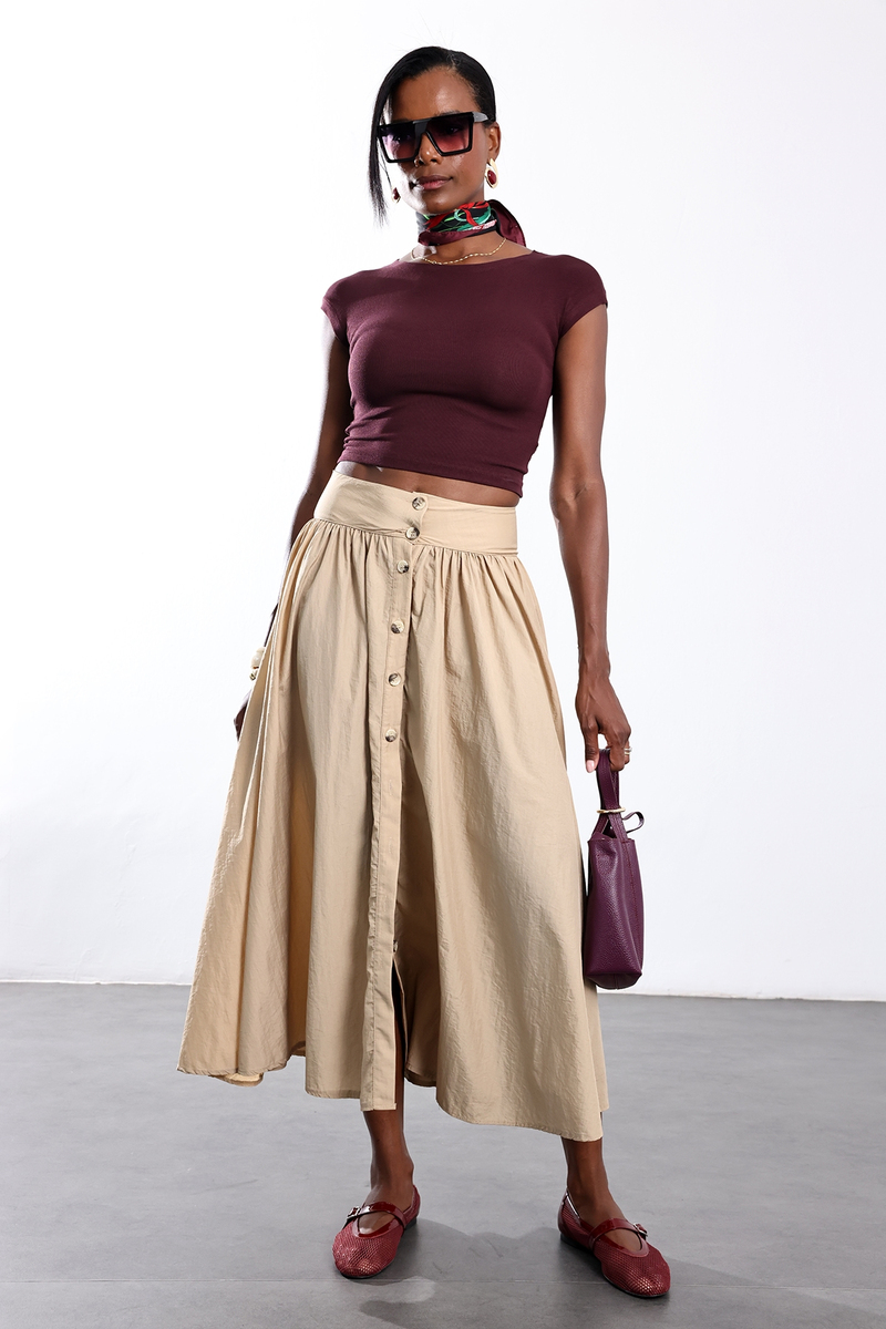 Bordo Bisiklet Yaka Basic Tişört 25189
