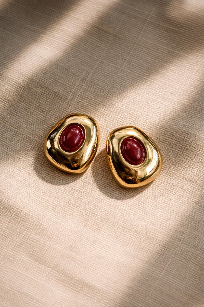 Bordo Işık Halkası Küpe 