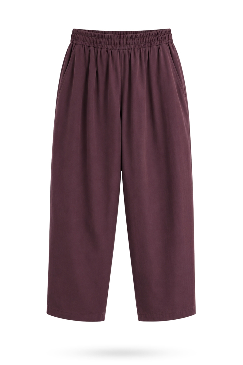 Bordo Kali Poplin Barrel Pantolon 
