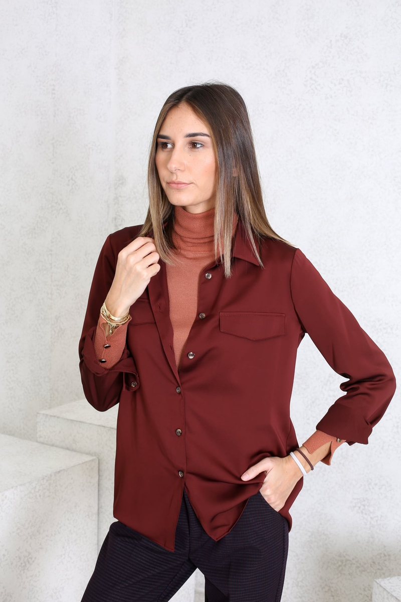 Bordo Kapak Cepli Klasik Gömlek