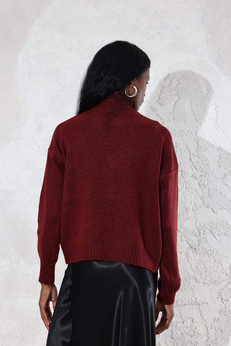 Bordo Kolsuz Triko Hırka Takım 8111
