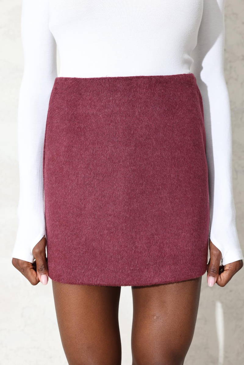 Bordo Mini Kaşe Etek 4530