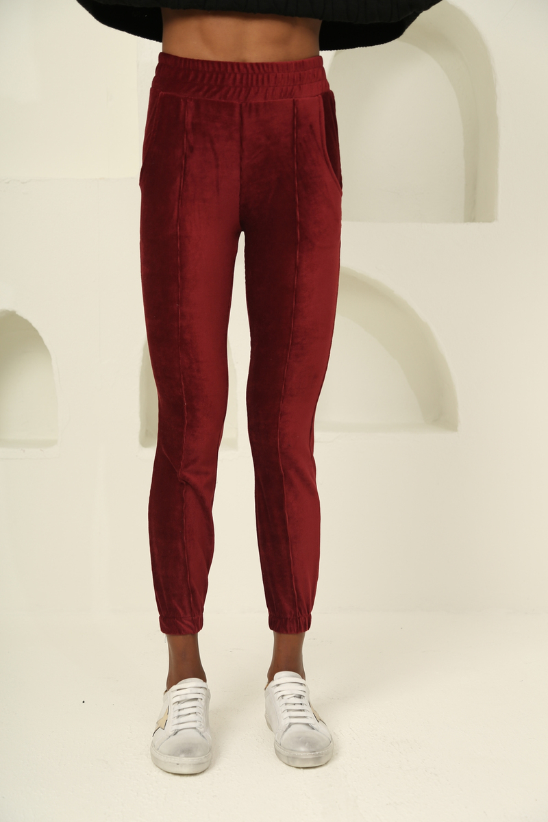 Bordo Önü Dikişli Fitilli Jogger Pantolon 4014