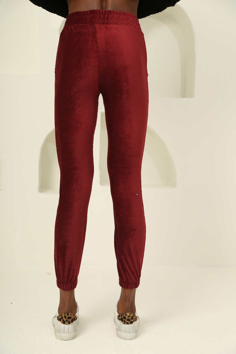 Bordo Önü Dikişli Fitilli Jogger Pantolon 4014