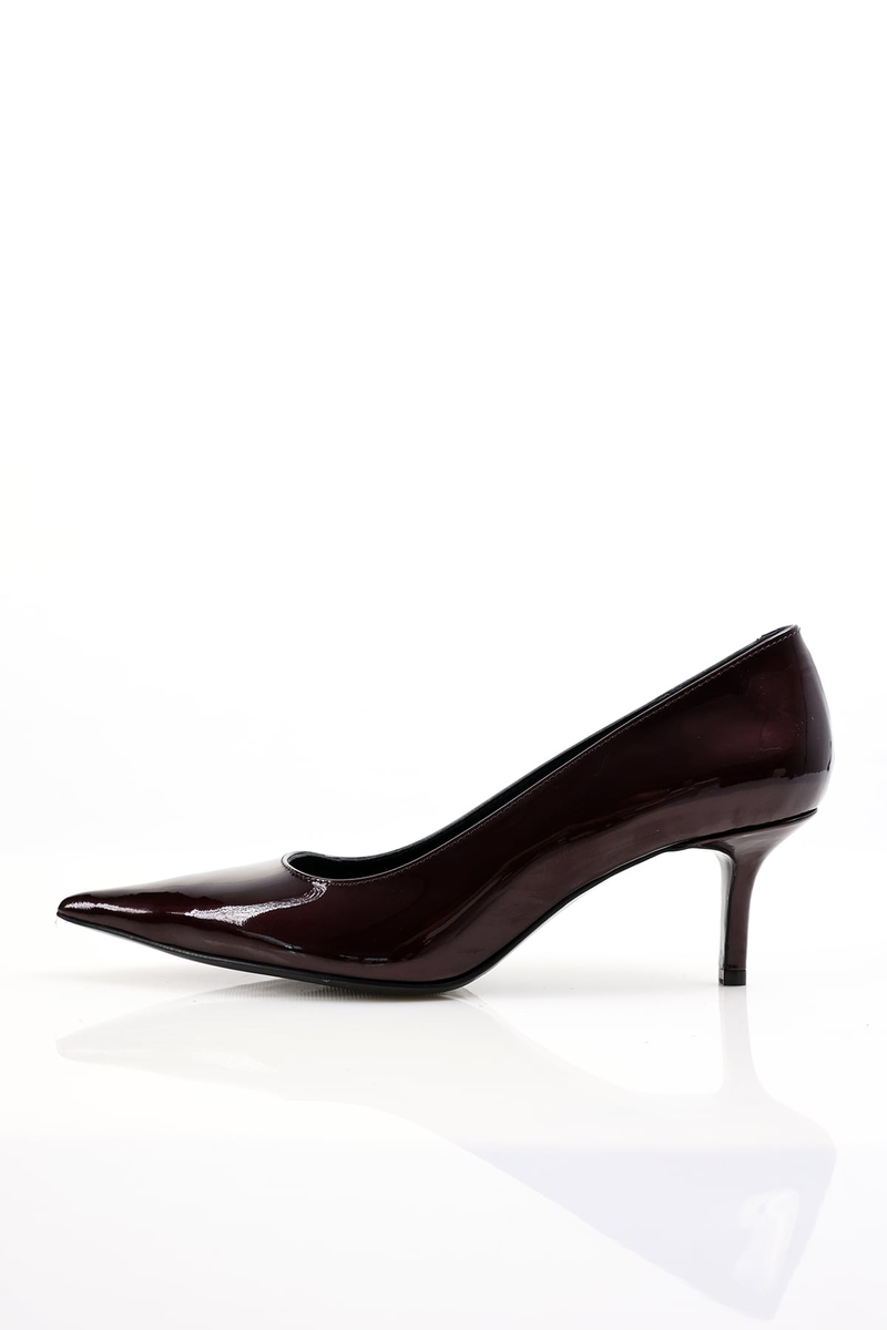 Bordo Rugan Deri Klasik Stiletto 25445