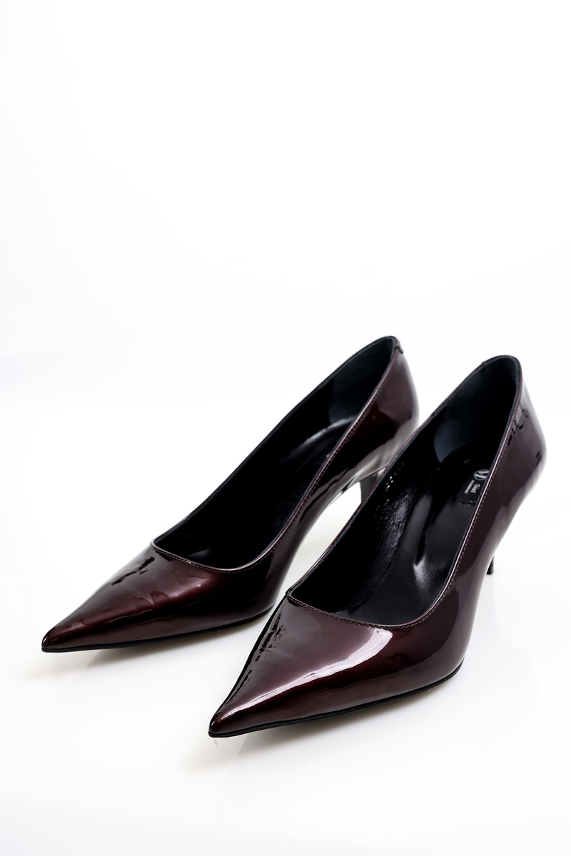 Bordo Rugan Deri Klasik Stiletto 25445