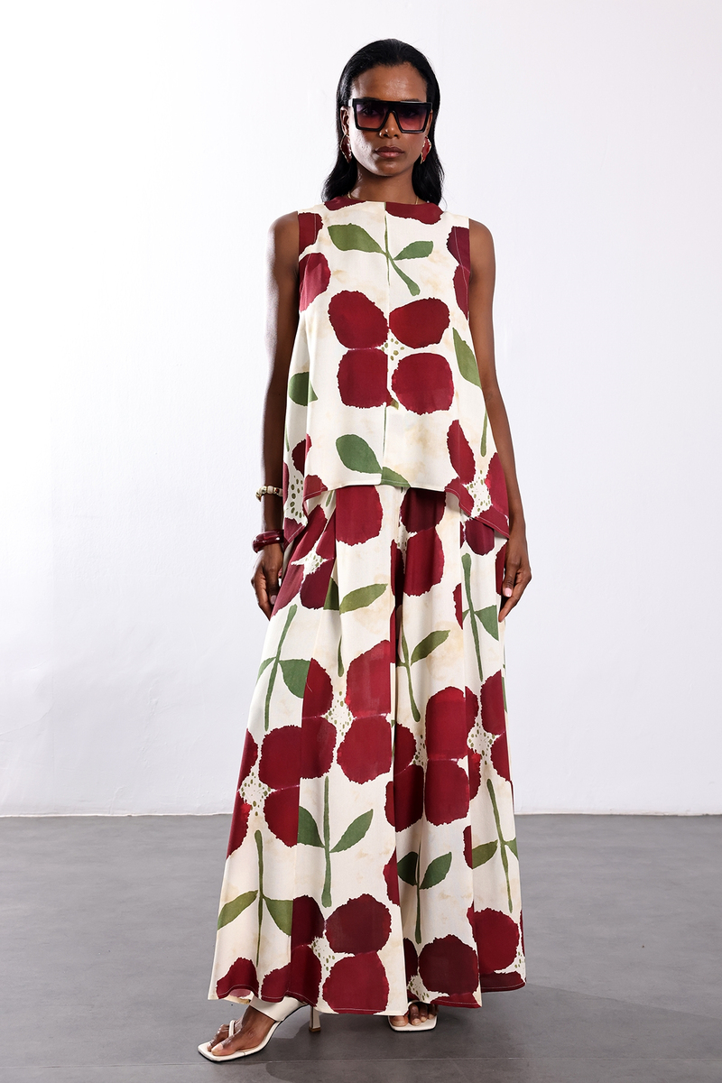 Bordo Salaş Bluz Pantolon Takım 0018