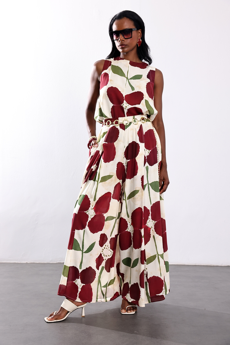 Bordo Salaş Bluz Pantolon Takım 0018