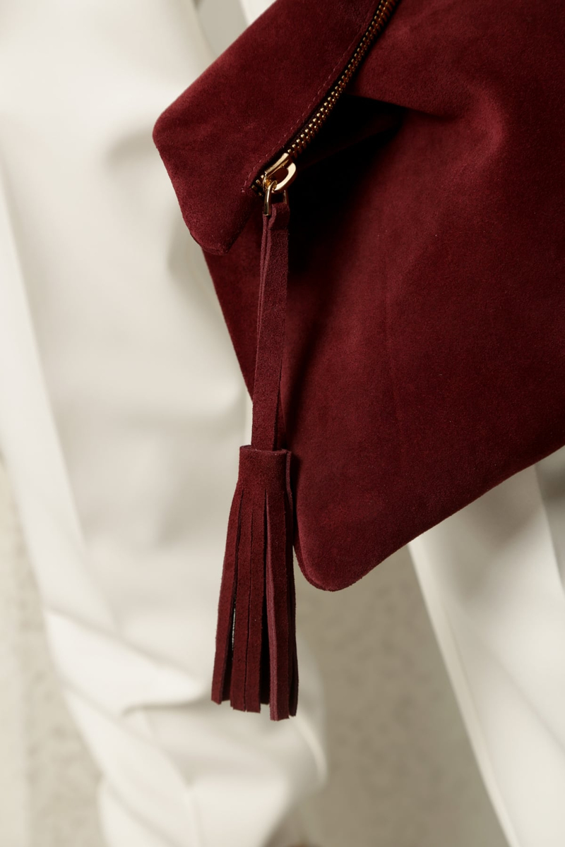 Bordo Süet Clutch