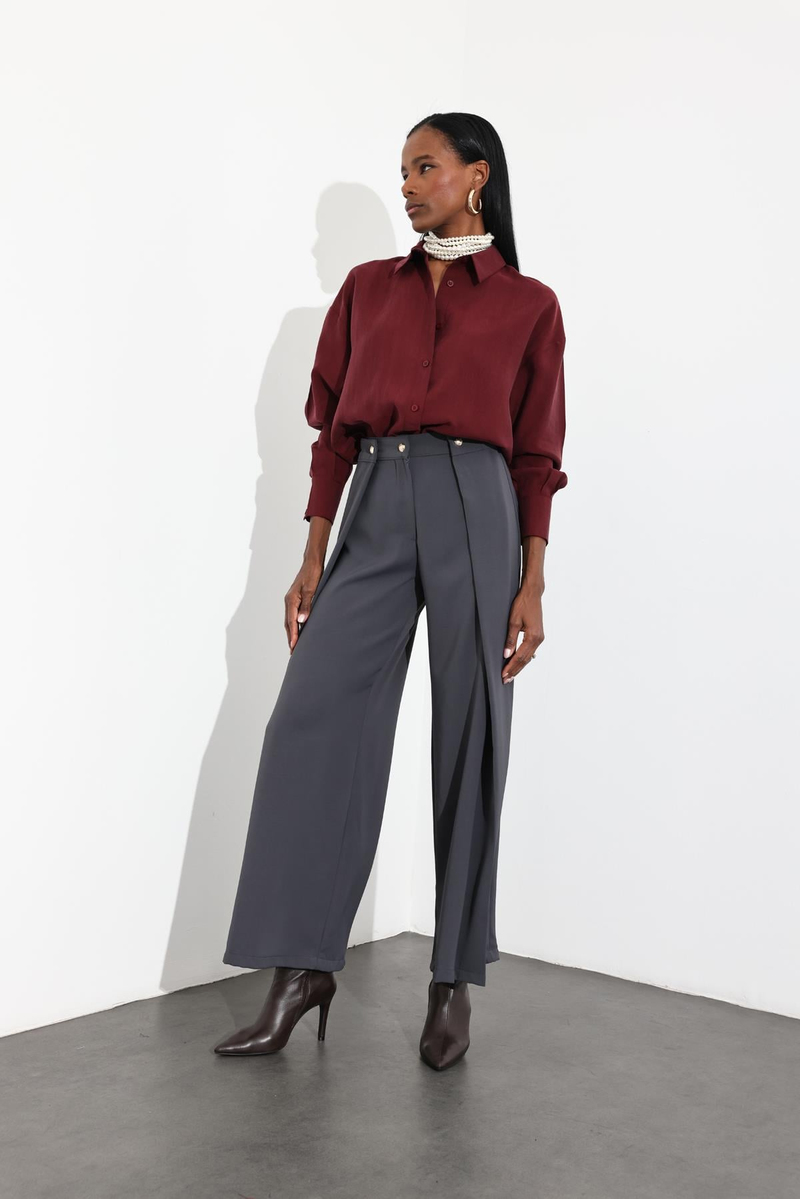 Bordo Tencel Gömlek 1261