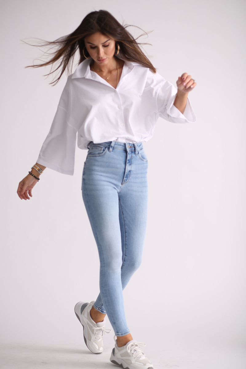 Buz Mavi Eskitmeli Toparlayan Jean 110098
