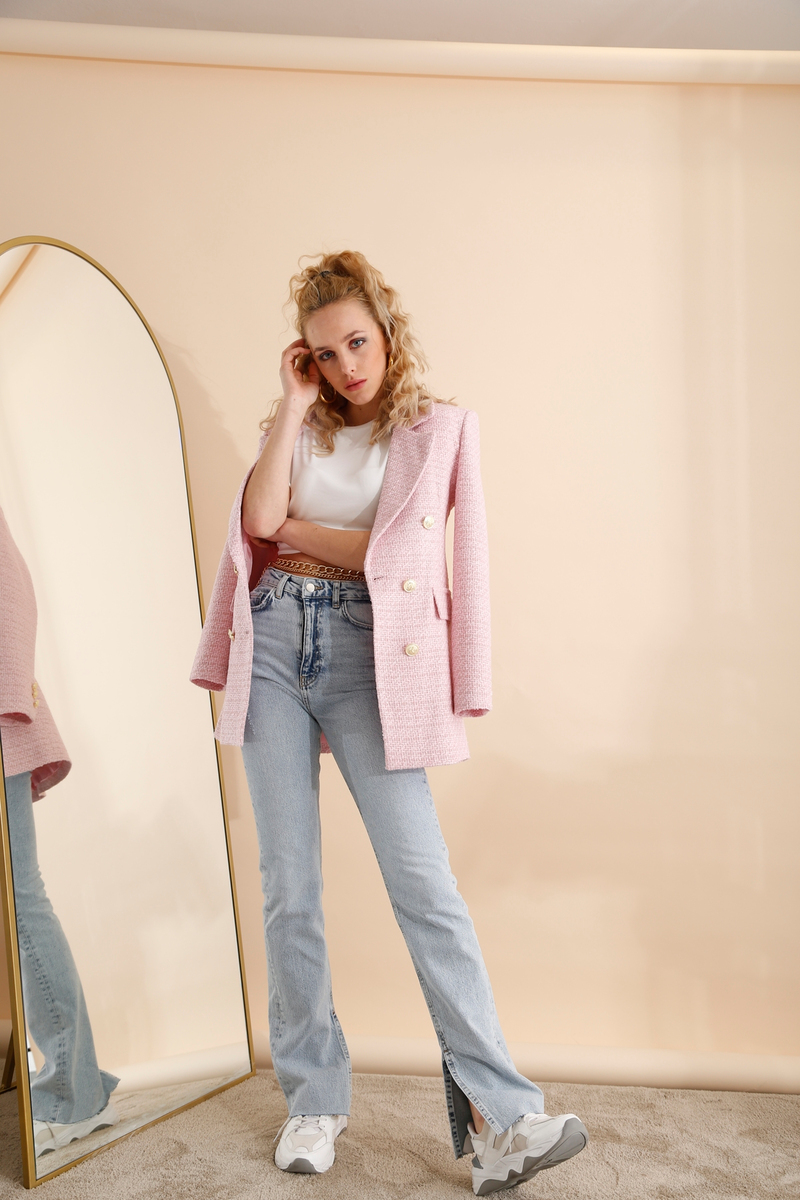 Buz Mavi Yüksek Bel Slim Flare Jean 