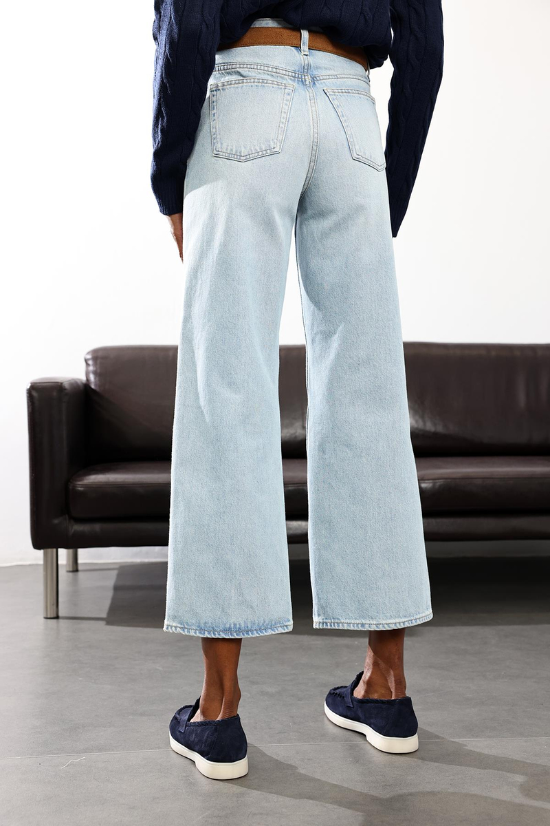 Buz Mavi Yüksek Bel Wide Leg Jean 