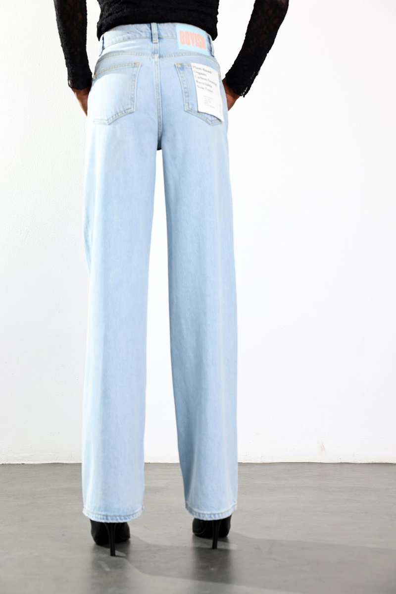 Buz Mavi Yüksek Bel Wide Leg Jean 