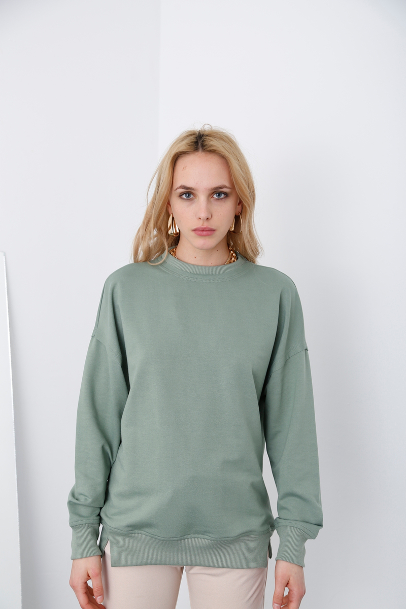 Çağla Yeşili Basic Sweatshirt 9002