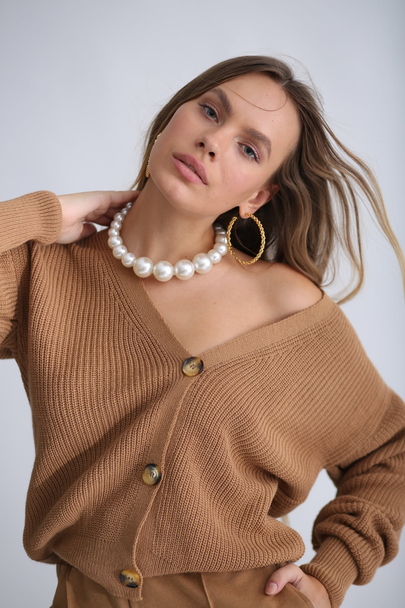 Camel 3 Düğmeli Hırka 5522