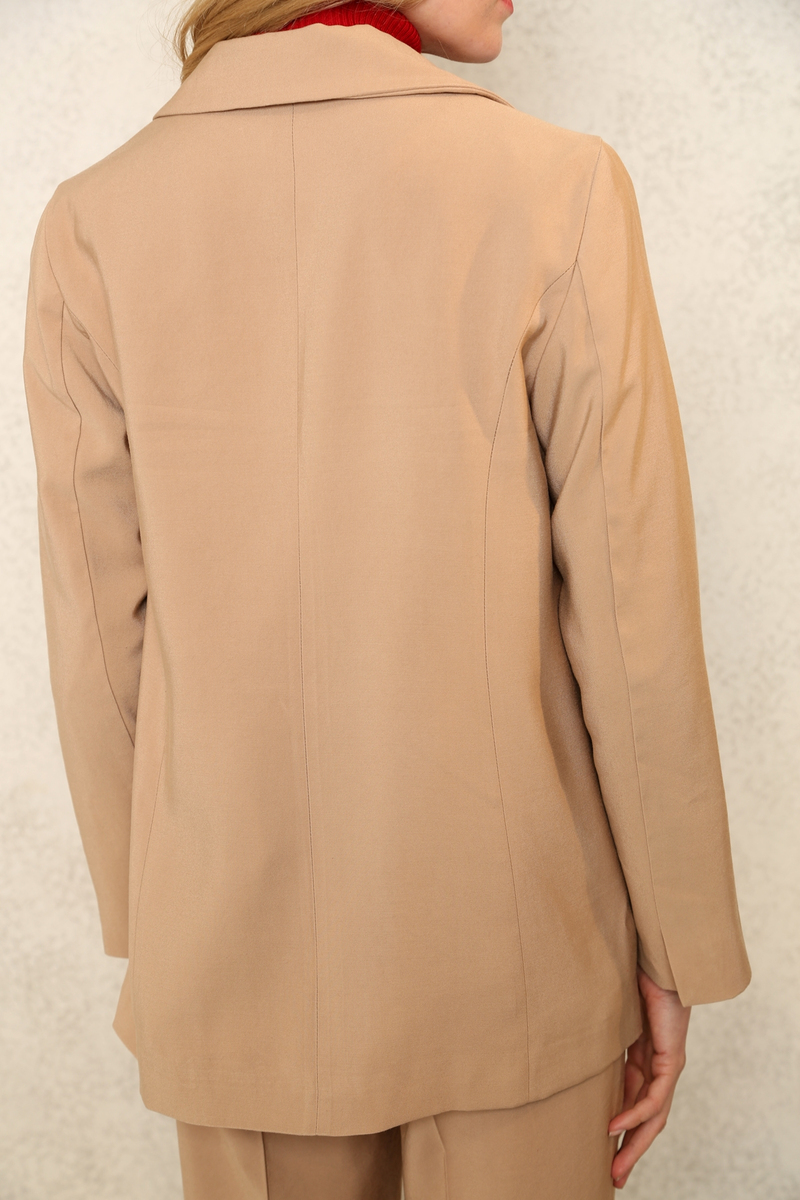 Camel Astarlı Blazer Ceket