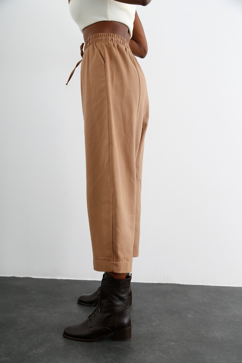 Camel Beli Lastikli Şalvar Pantolon 40051