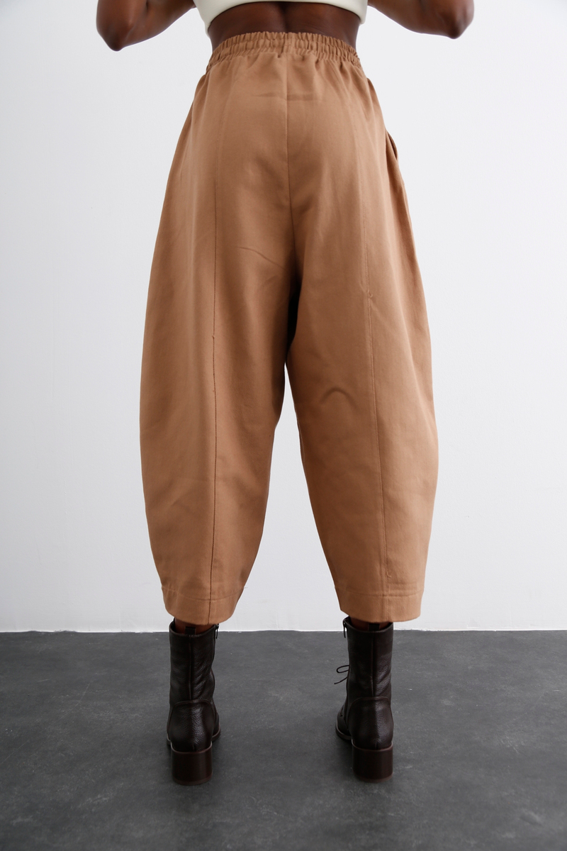 Camel Beli Lastikli Şalvar Pantolon 40051