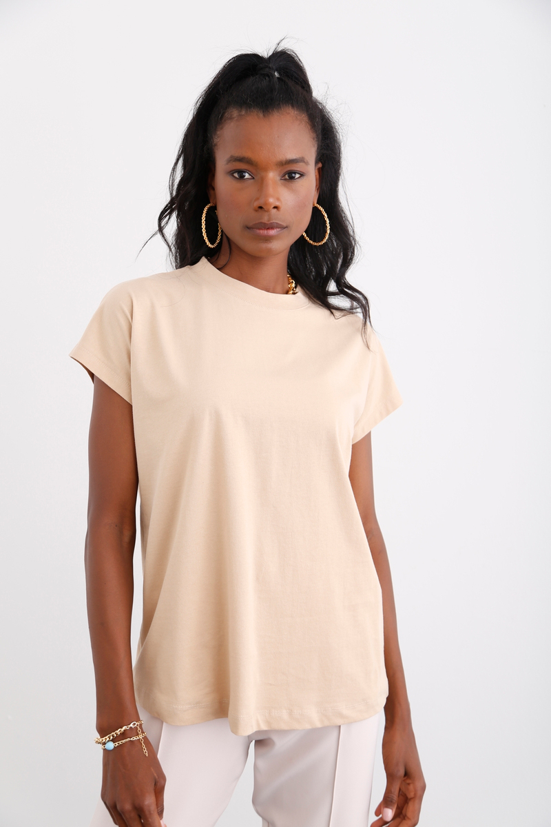 Camel Bisiklet Yaka Kolsuz Tshirt 1510